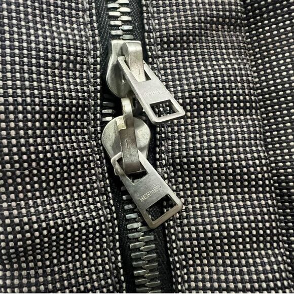 Hermes Gray Canvas Authentic Herline Handbag Tote Bag w Zip - Picture 5 of 10